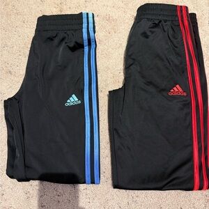Adidas Kids Black Joggers with Blue and Red Accents